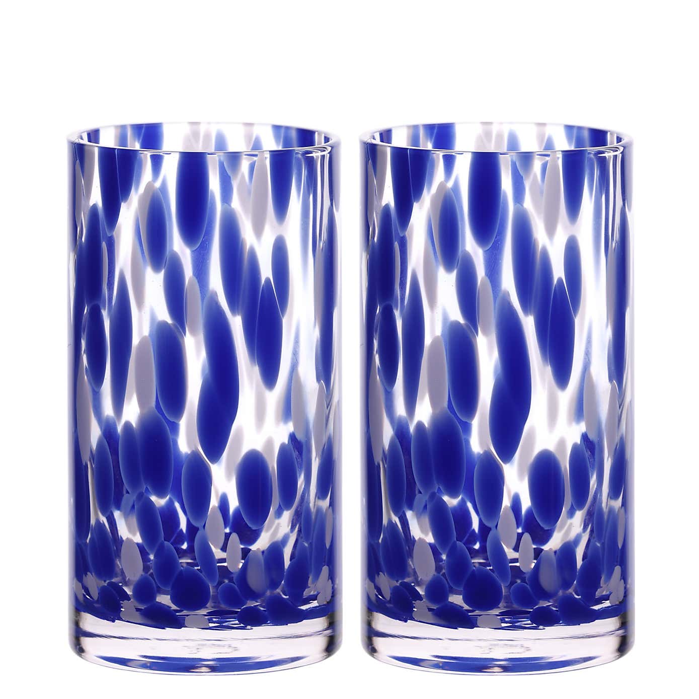 Hestia Set of 2 Blue Tortoise Shell High Ball Glasses