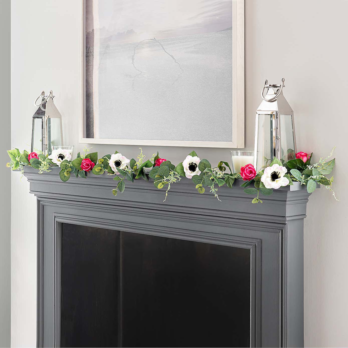 Artificial Pink and White Rose Garland