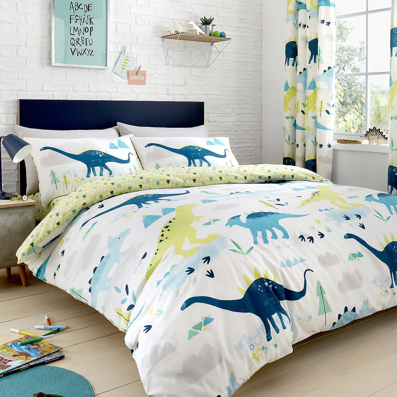 Glow in the Dark Dinosaur Duvet Cover & Pillowcase Set