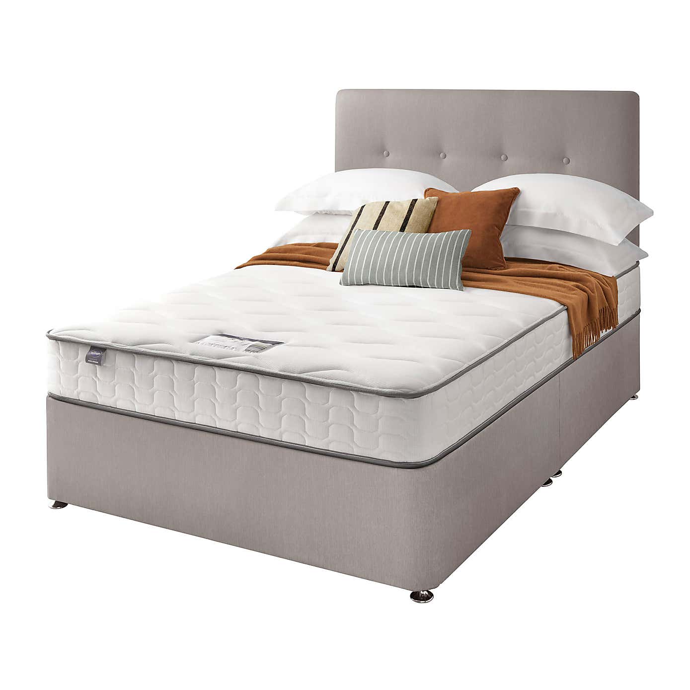 Silentnight 2 Drawer Divan Bed With Fabric Francisco Headboard