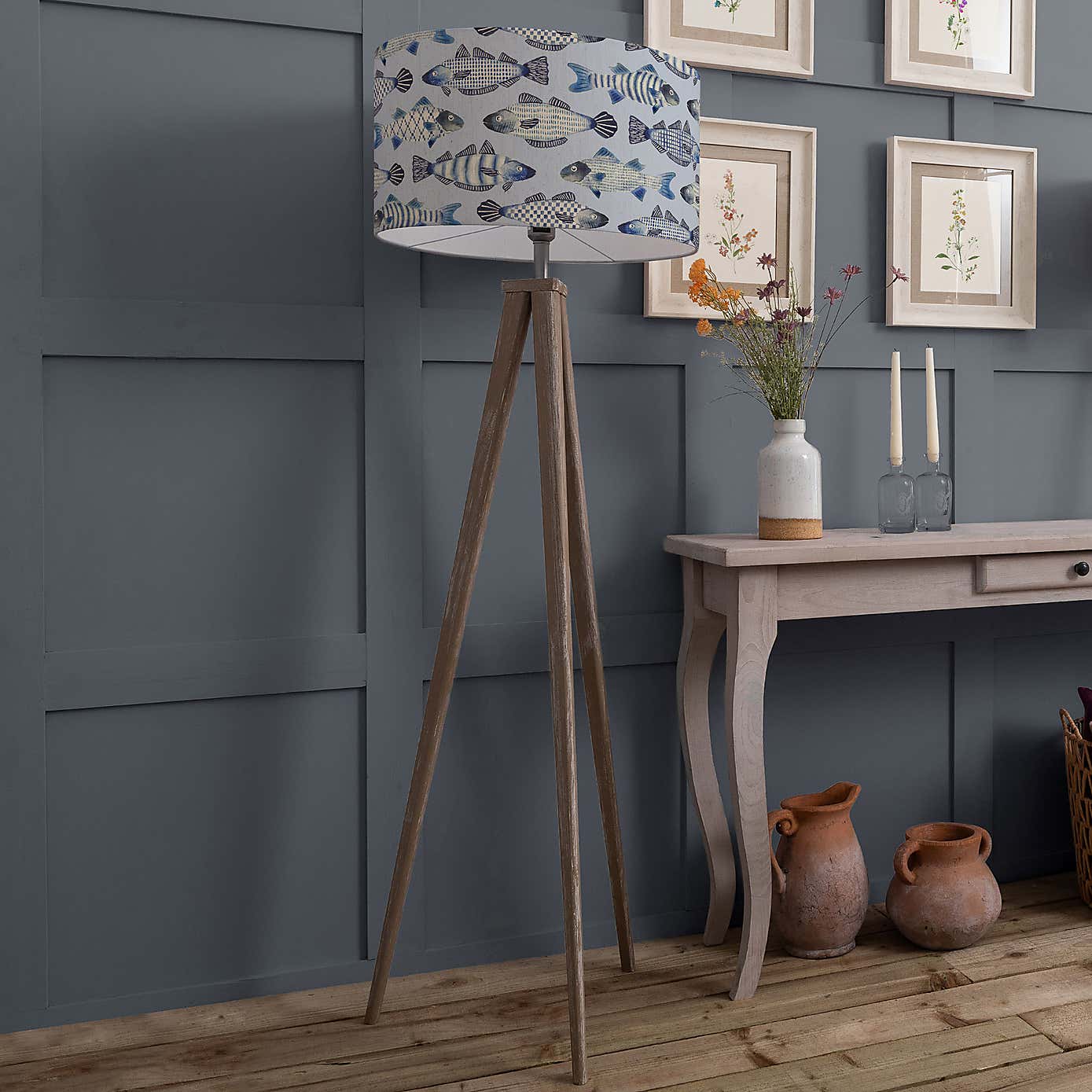 Aratus Tripod Floor Lamp with Cove Shade