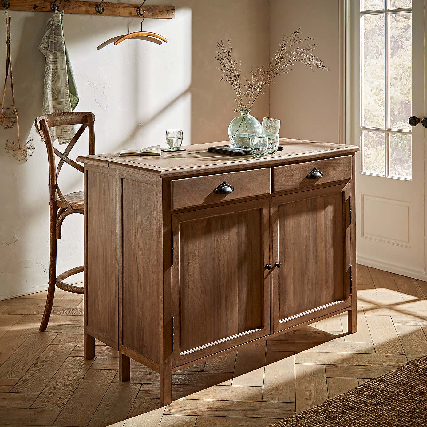 Natural History Museum Kitchen Island with Emmie Bar Stool