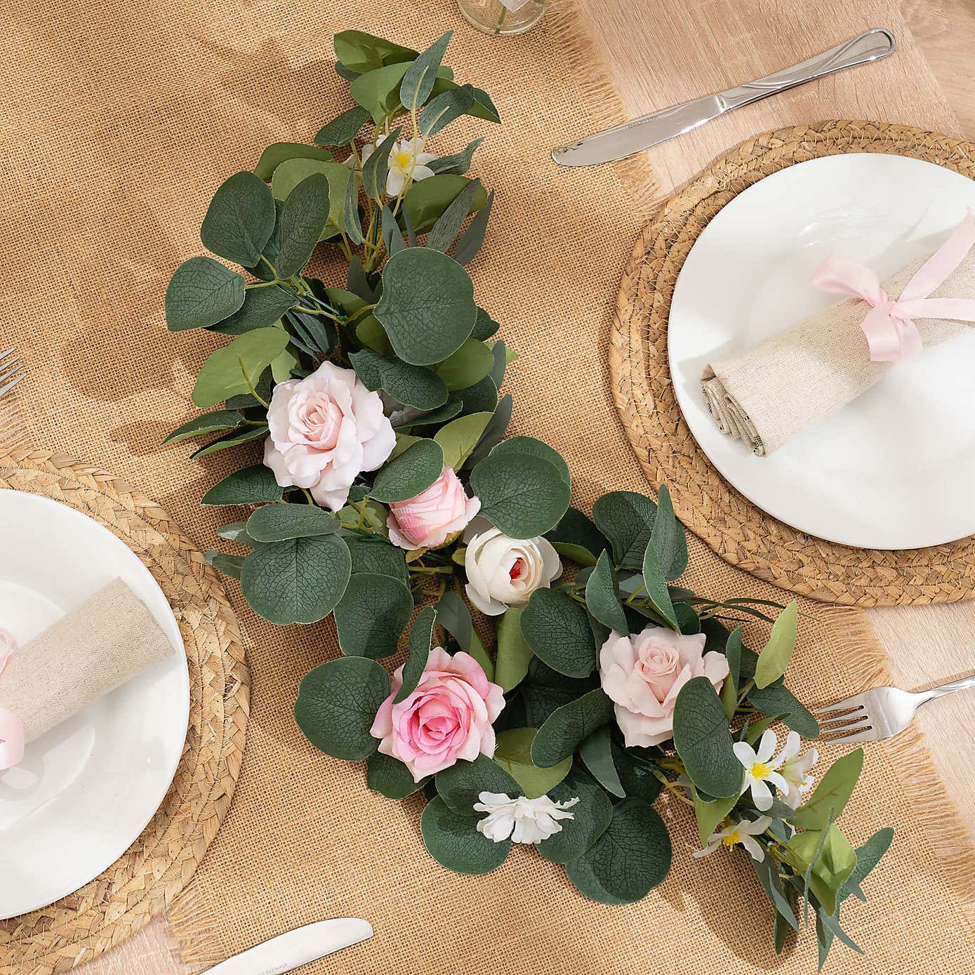 Artificial Pink Rose Floral Vintage Swag Arrangement