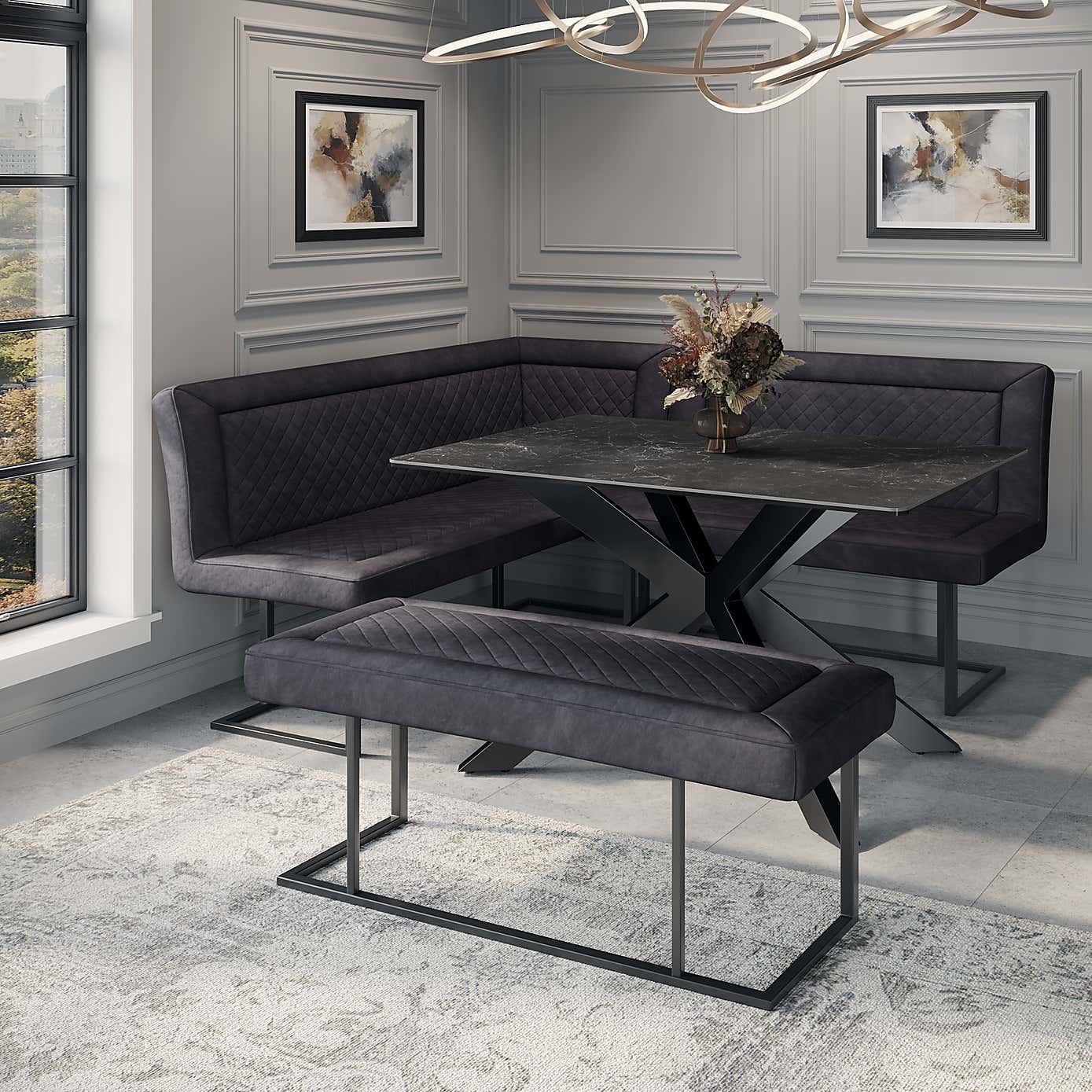 Indus Valley Apollo Left Hand Corner Dining Bench Set