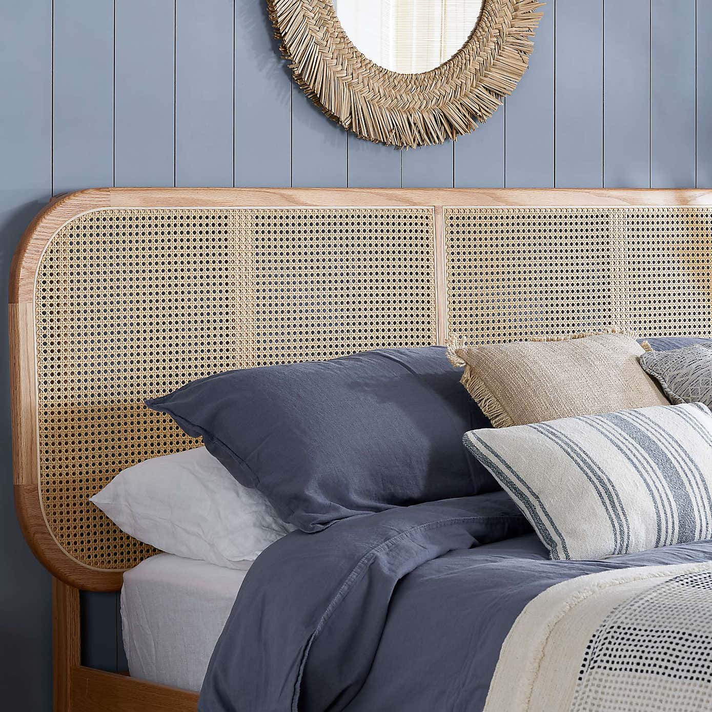 Birlea Elina Rattan Bed Frame, Oak