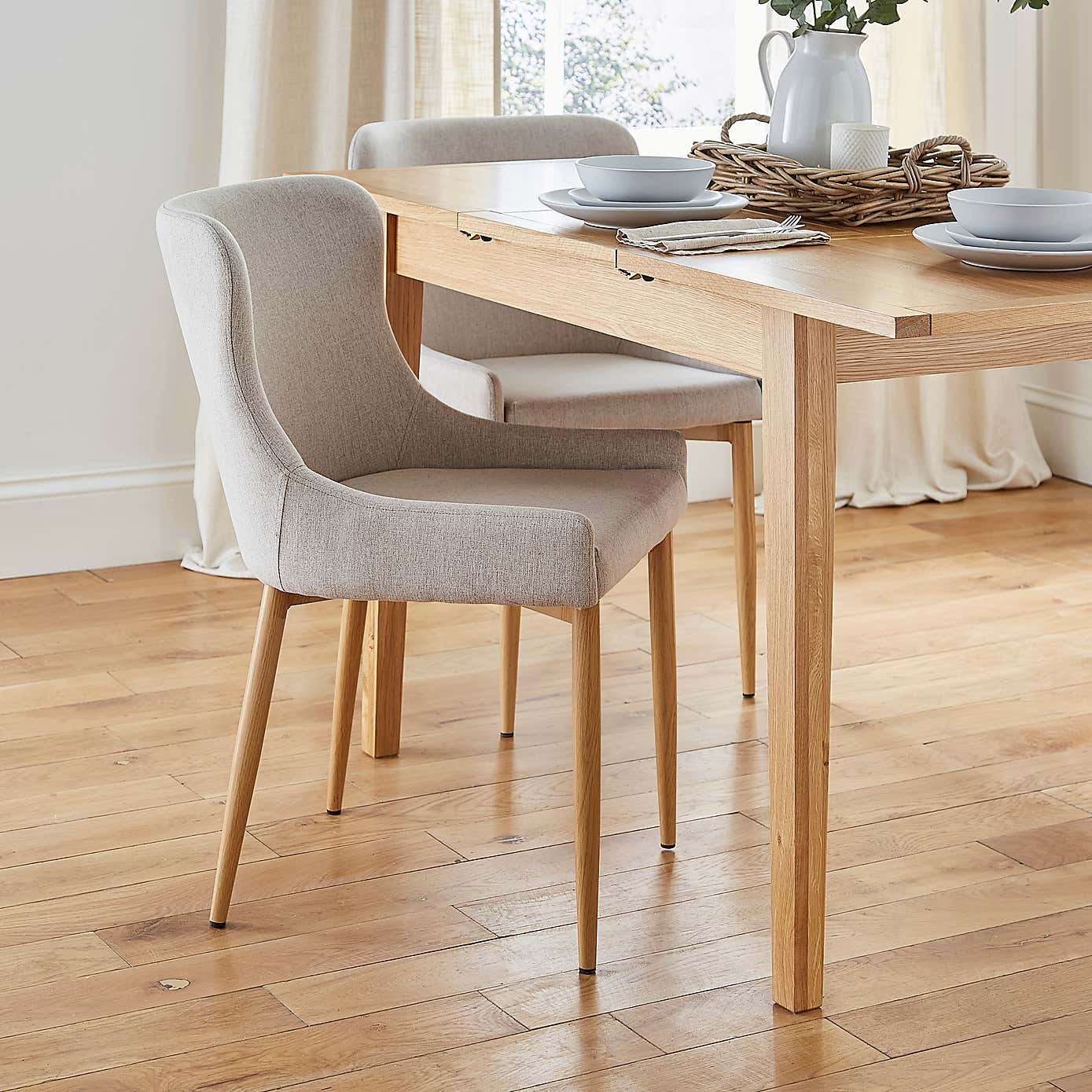 Montreal Set of 2 Dining Chairs, Natural Fabric