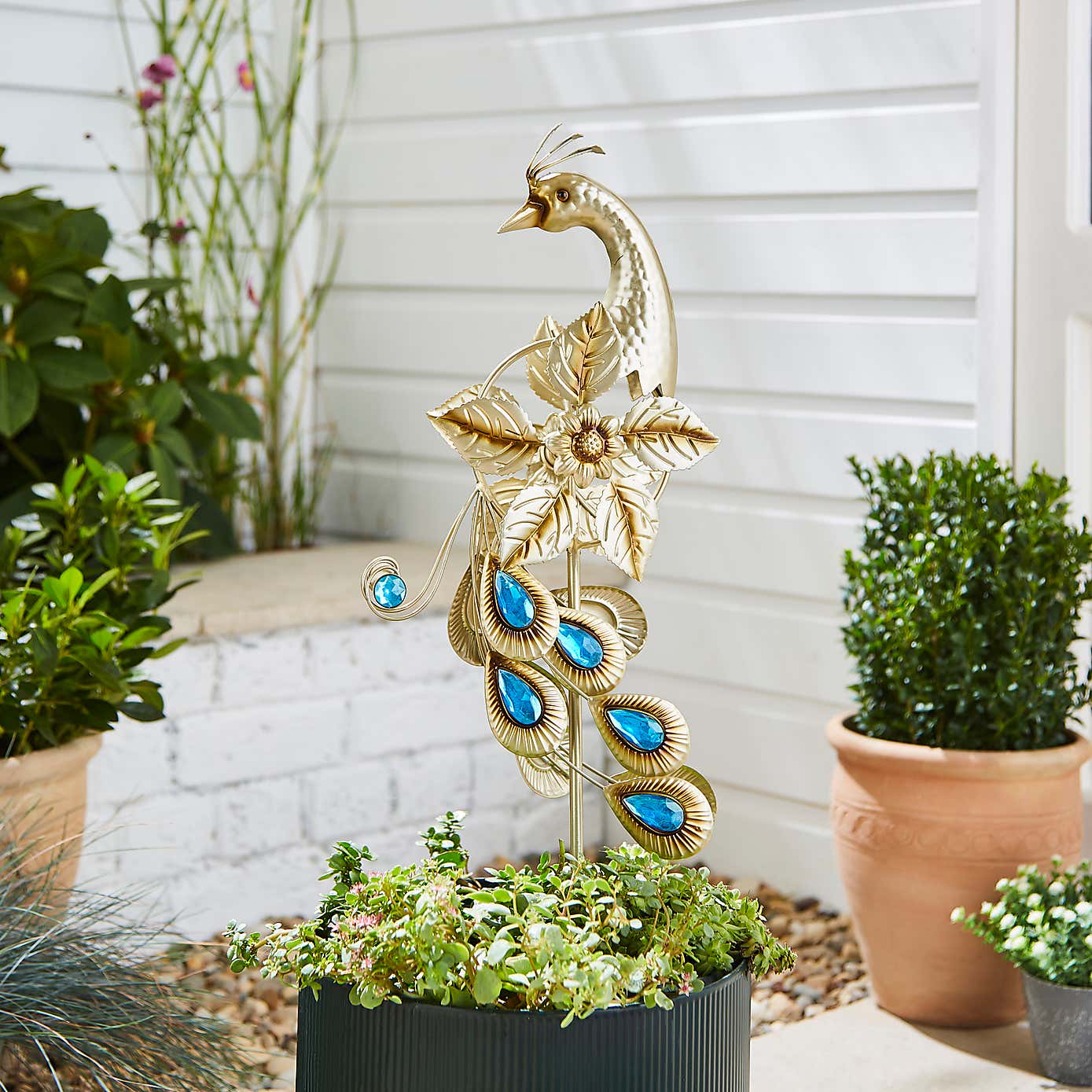 Peacock Iron Wind Spinner Stake