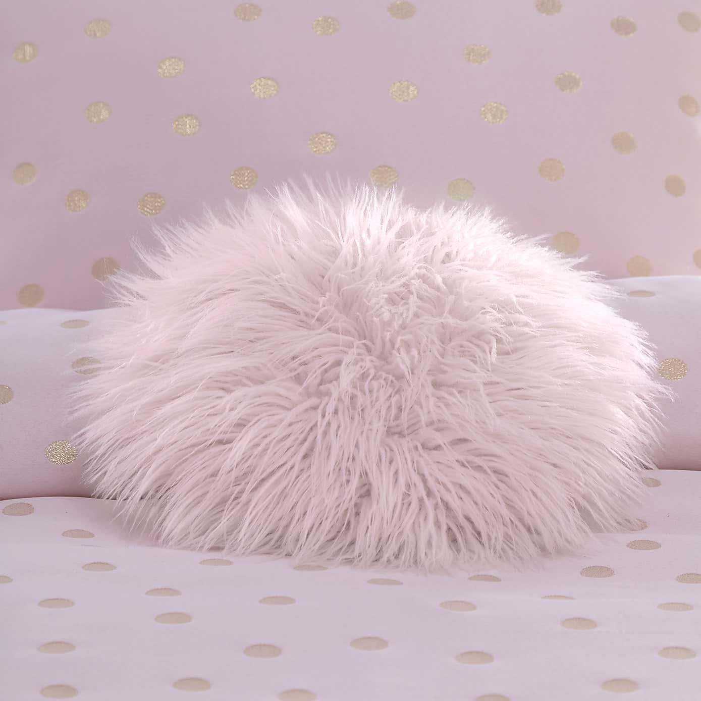 Circle Pink Faux Fur Cushion