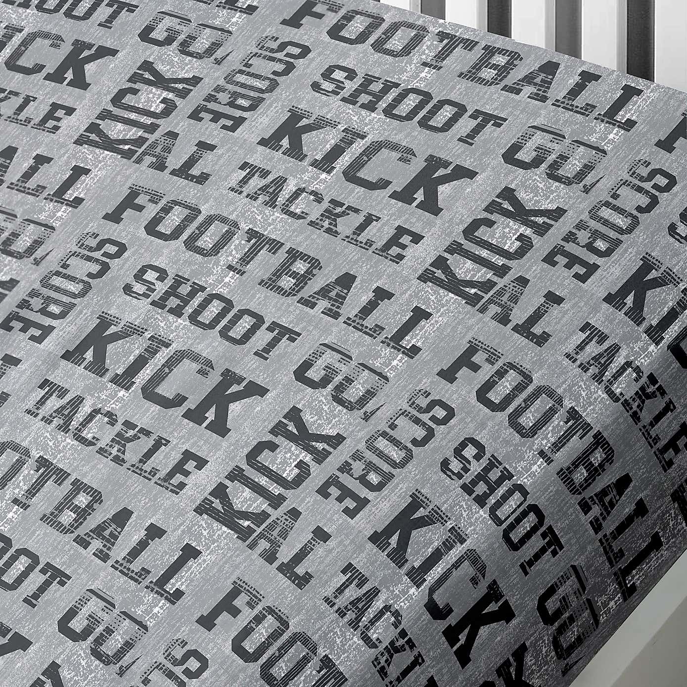 Football Grey Single Fitted Sheet