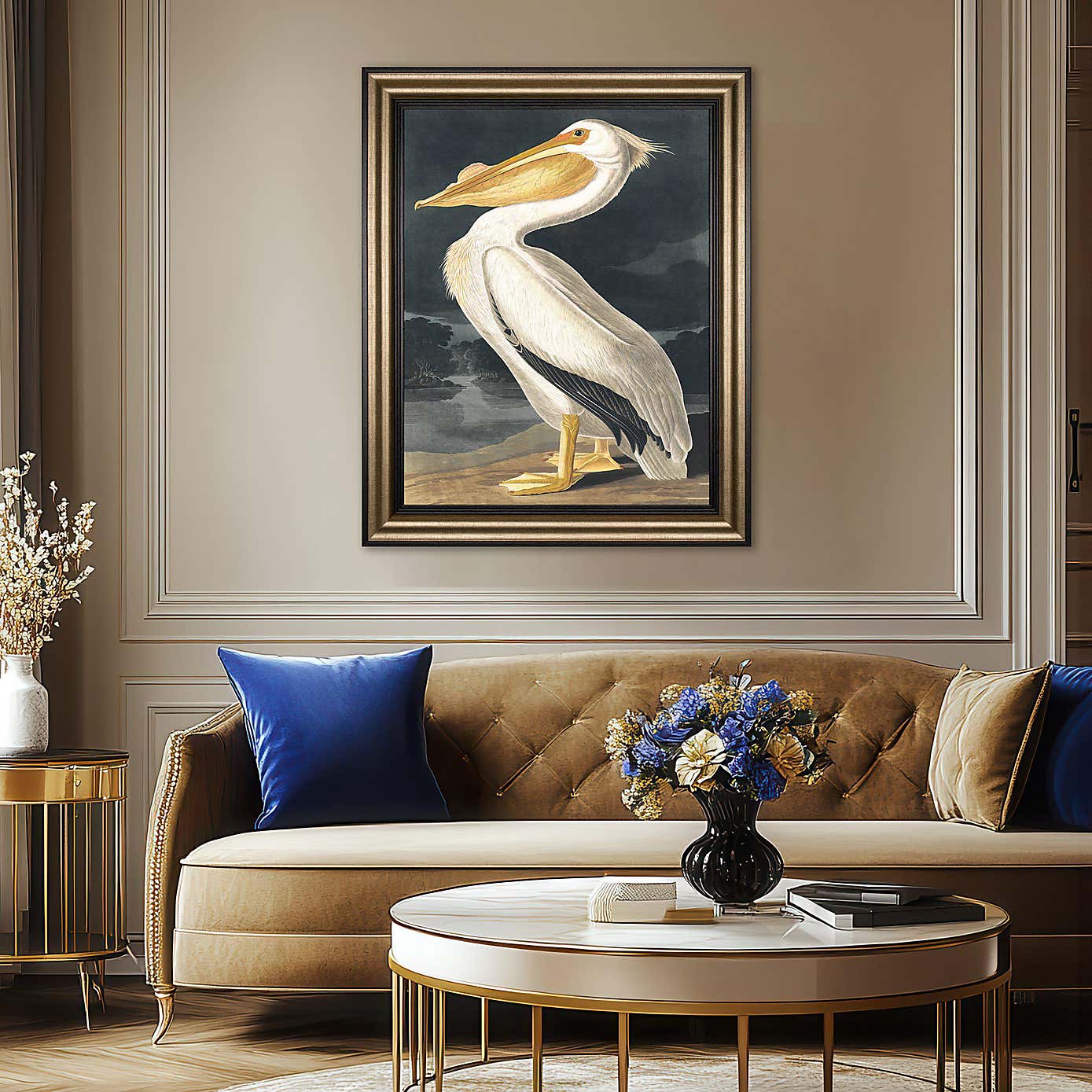 Cedar & Sage White Pelican Framed Canvas