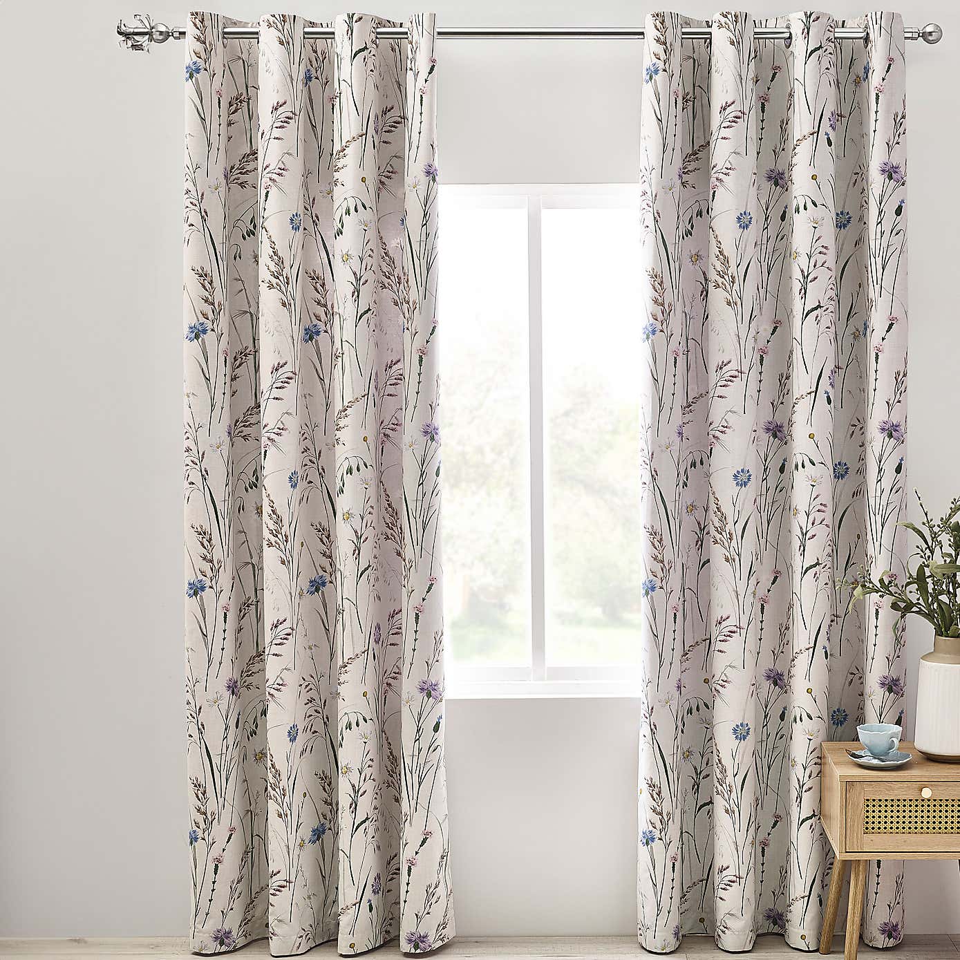 Catherine Lansfield Grasmere Floral Reversible Eyelet Curtains