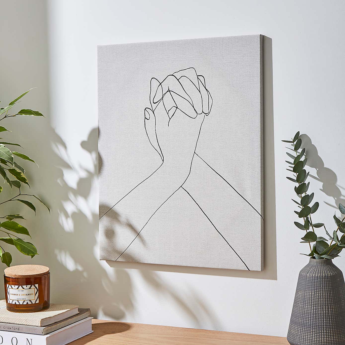 Hands Line Drawing Canvas 40x50cm