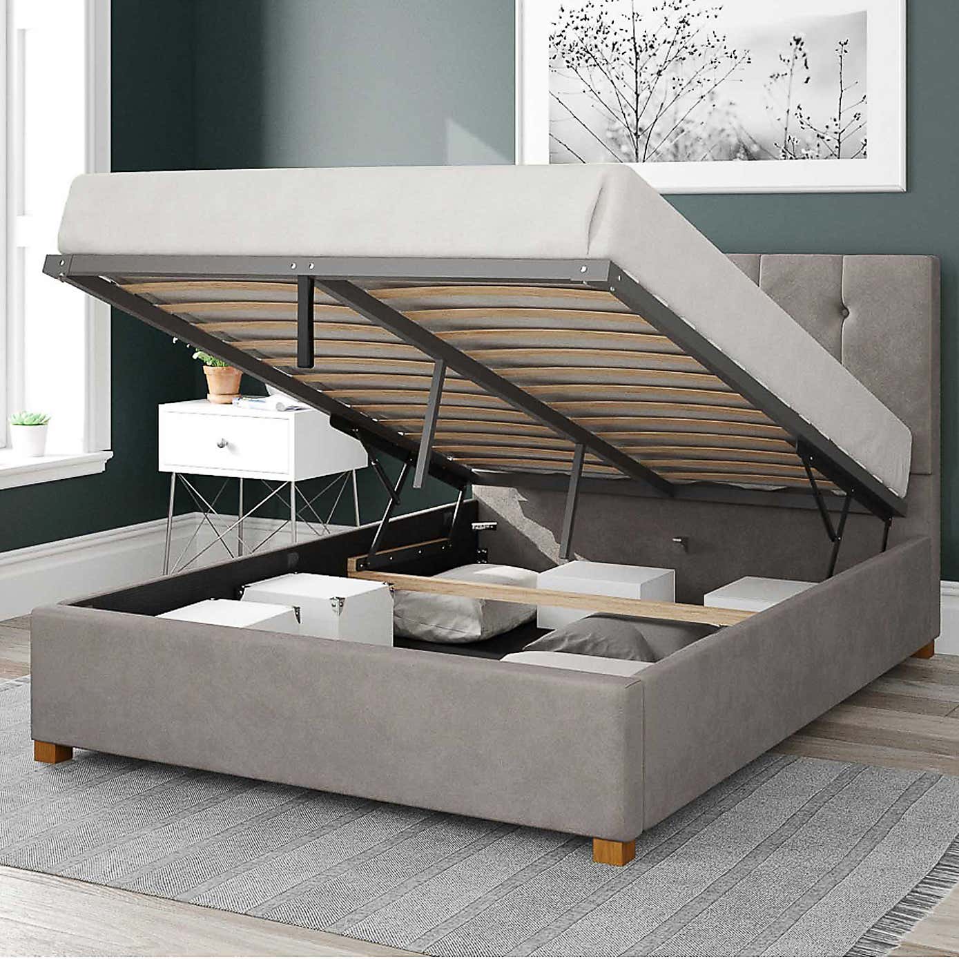 Hepburn Plush Velvet Ottoman Bed Frame