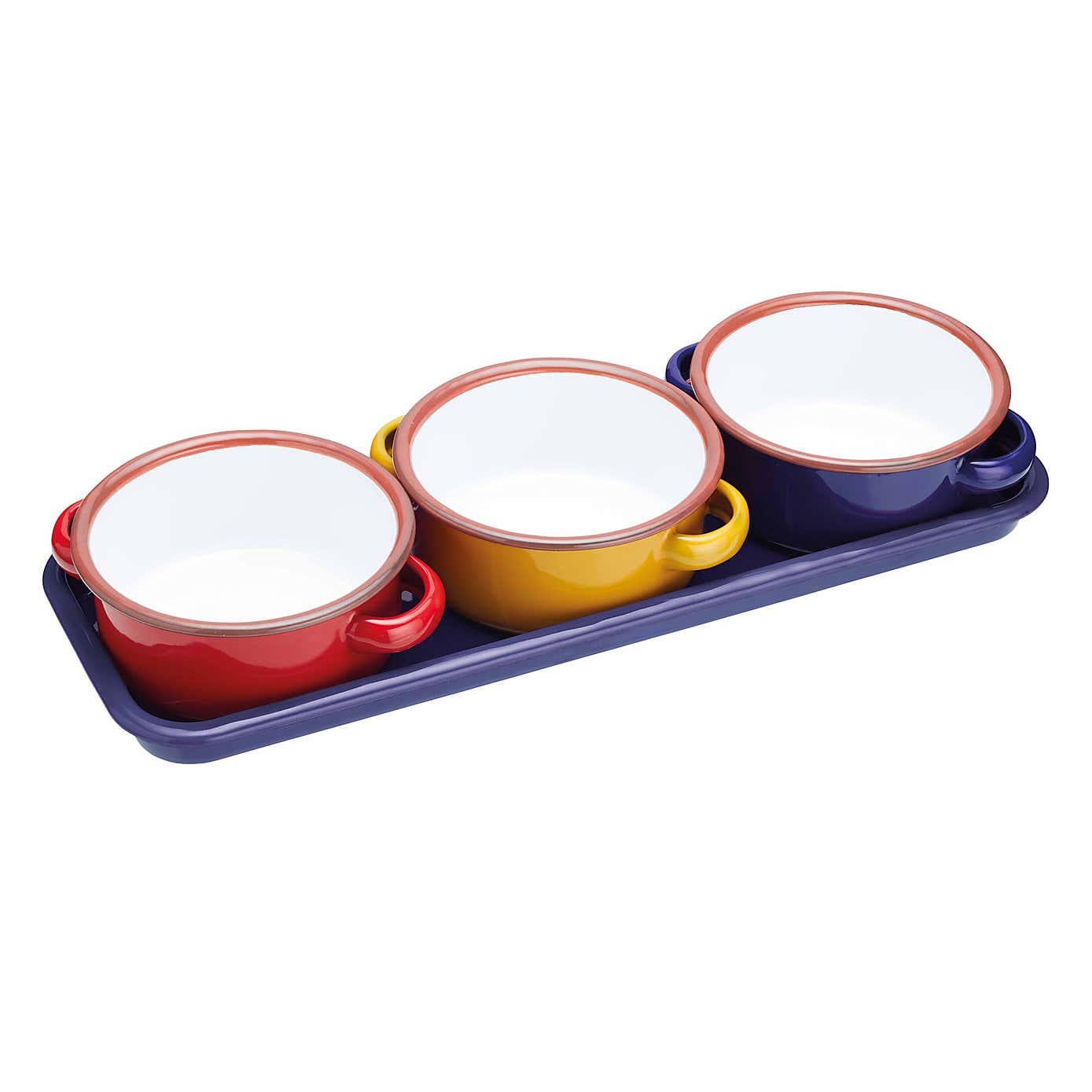 KitchenCraft World of Flavours Enamel Dip Set of Three 11cm 350ml