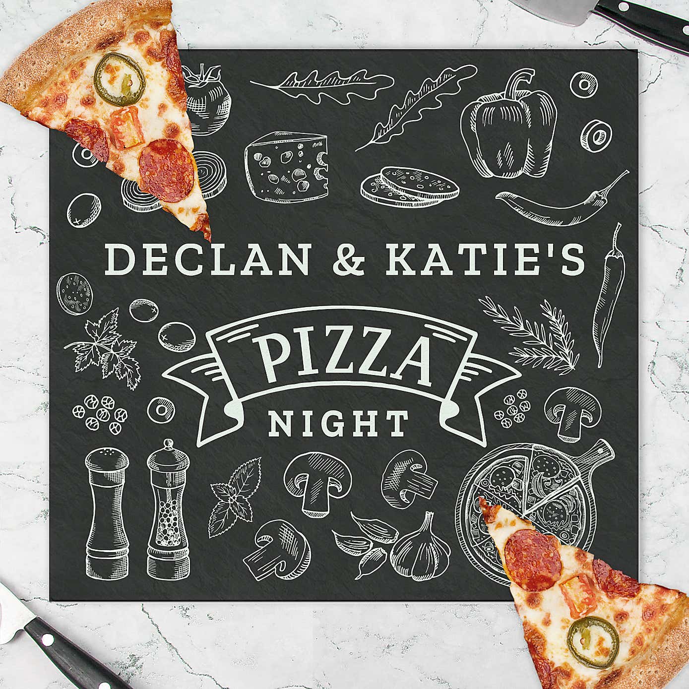 Personalised Pizza Glass Worktop Saver