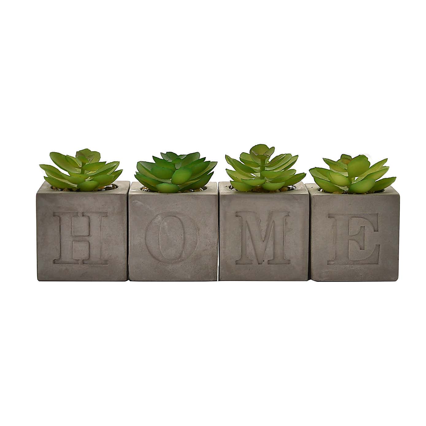 Hestia Set of 4 Artificial Succulents in a Cement Plant Pot