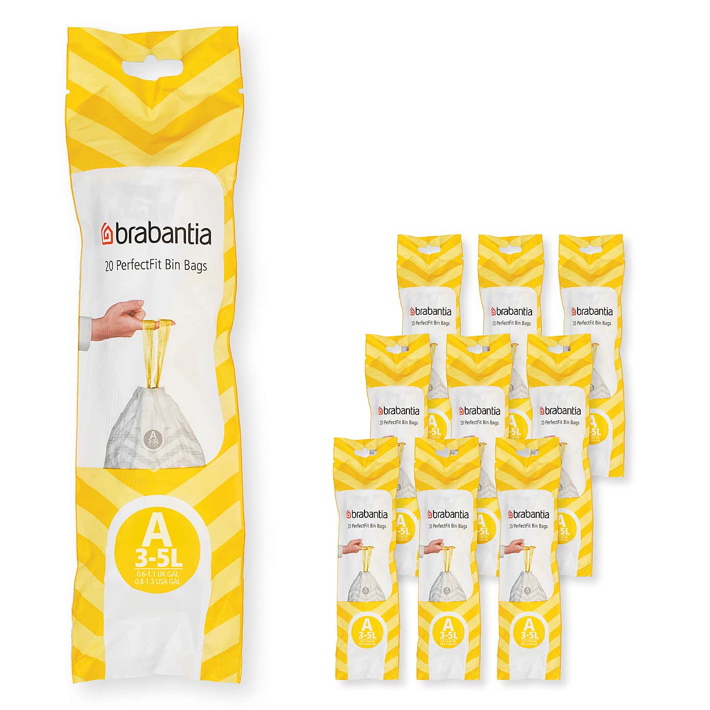 Brabantia Pack of 200 3L PerfectFit Code A Bin Bags