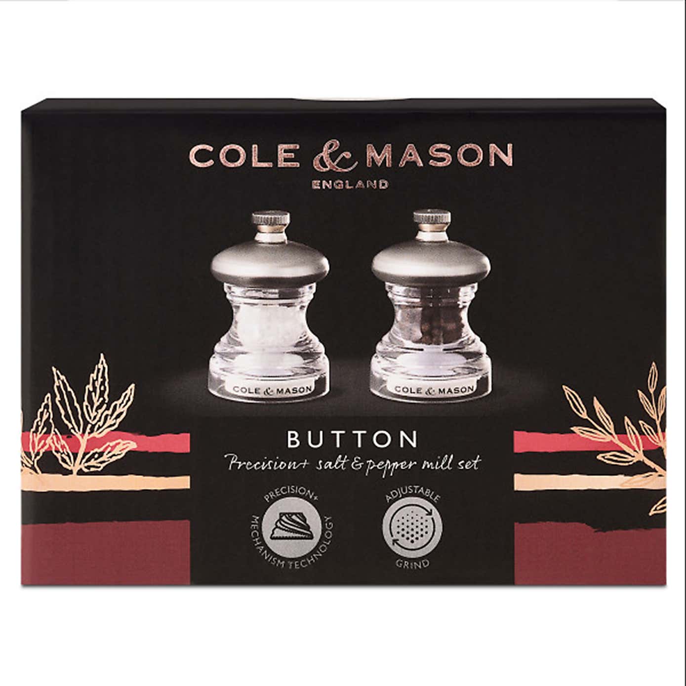 Set of 2 Cole & Mason Mini Button Salt & Pepper Mills