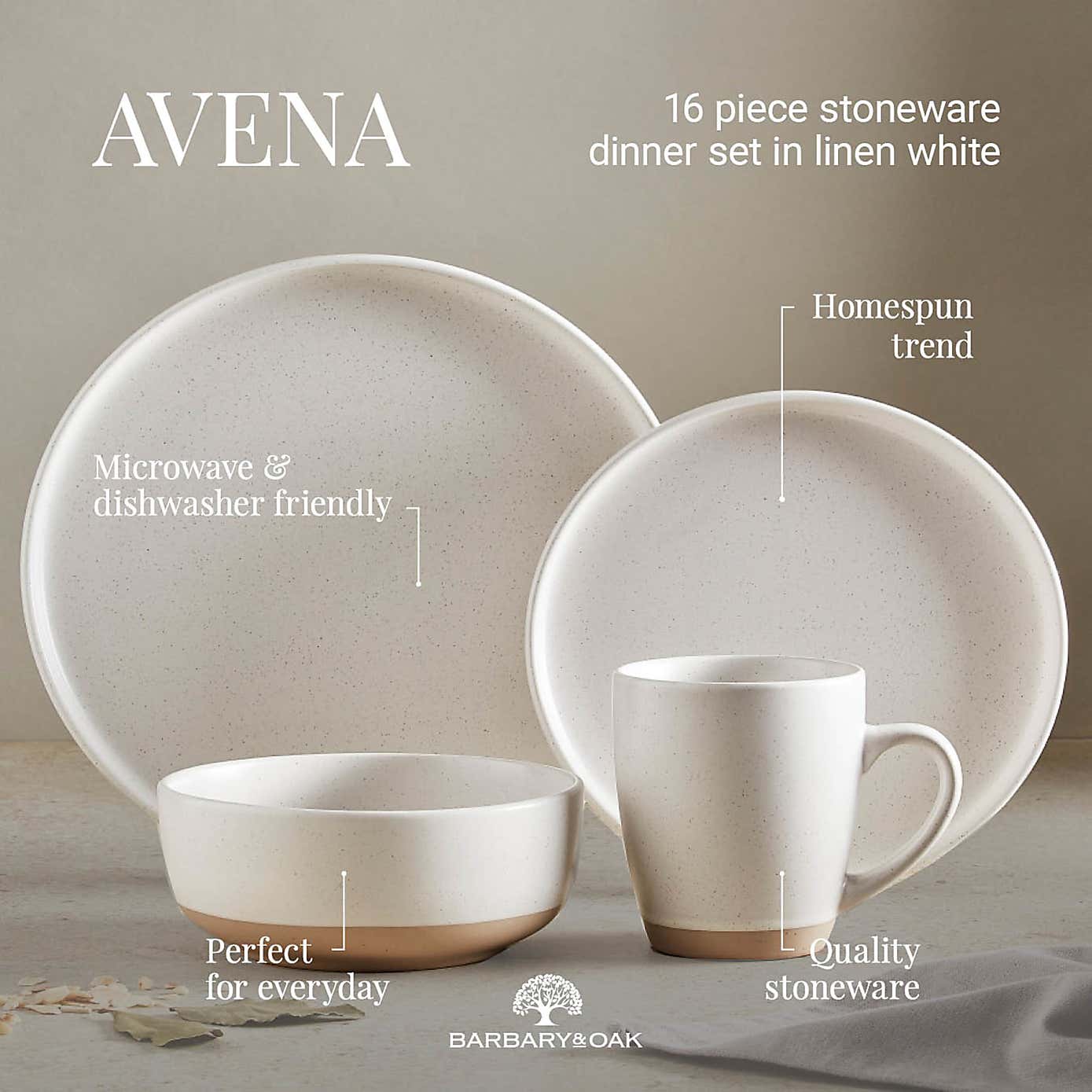 Barbary & Oak Avena Stoneware 16 Piece Dinner Set
