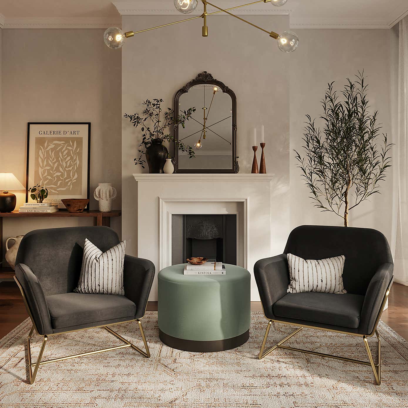 Lara Large Velvet Pouffe