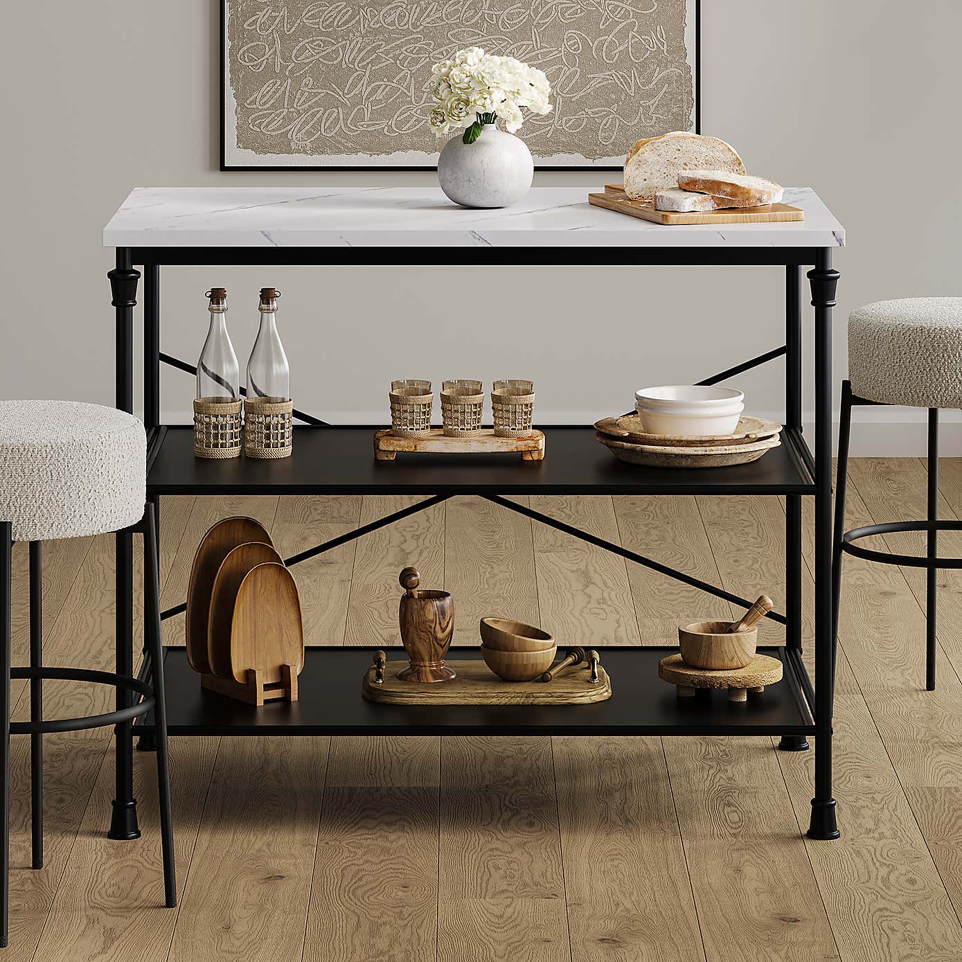 LPD Fairmont Marble Effect Kitchen Island