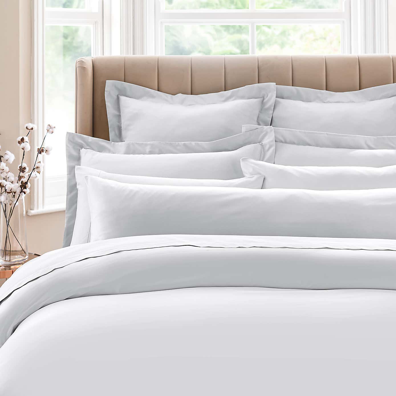 Dorma 300 Thread Count 100% Cotton Sateen Plain Bolster Pillowcase