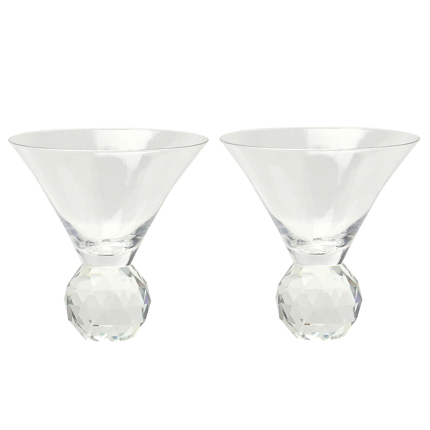 Hestia Set of 2 Martini Glass with Diamond Ball Base
