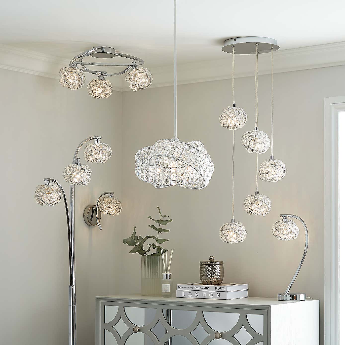 Cecilie 3 Arm Chrome Floor Lamp