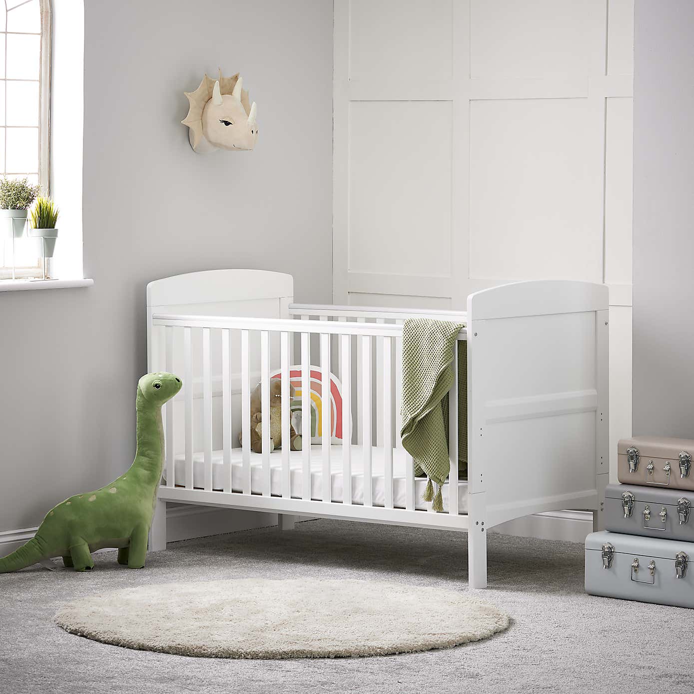 Obaby Grace Cot Bed, Cot Top Changer + Fibre Mattress Set