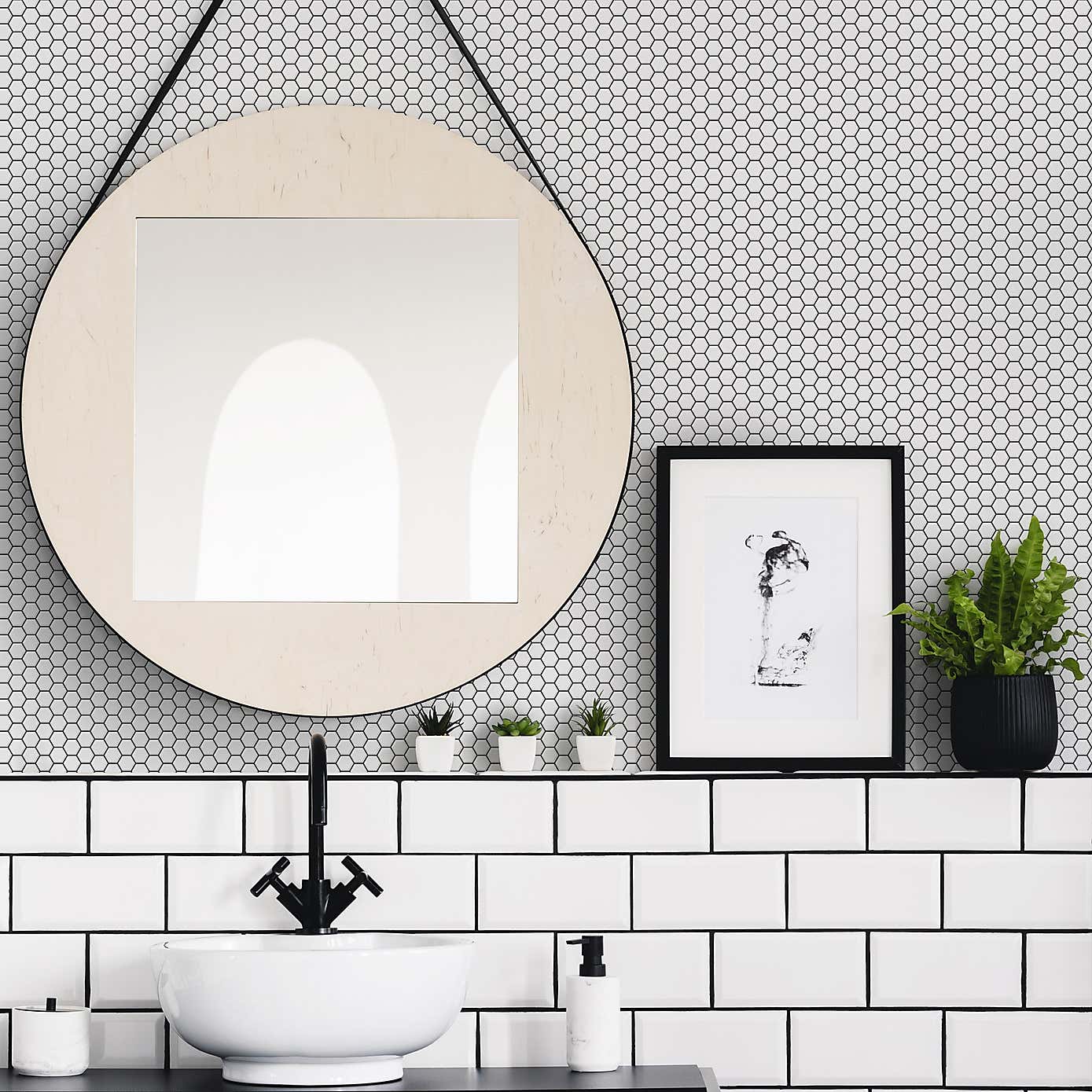 Contour Hexagon Lattice Wallpaper