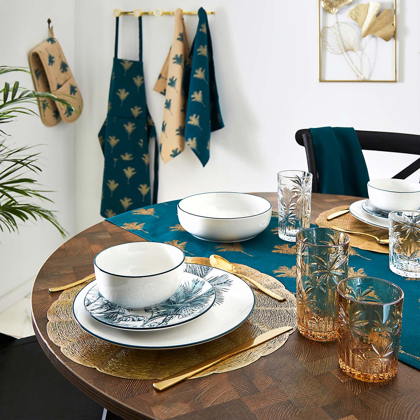 Luxe Palm Teal Apron