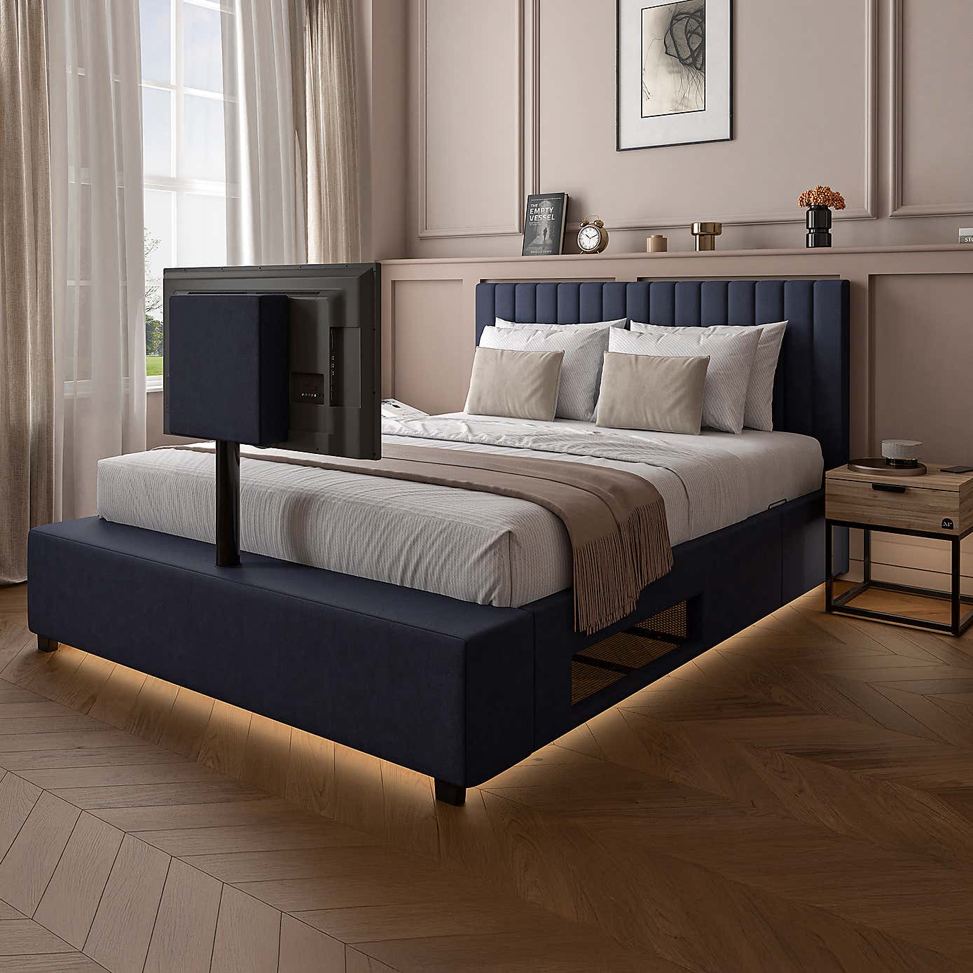X Rocker Living Maisie LED TV Ottoman Bed Frame