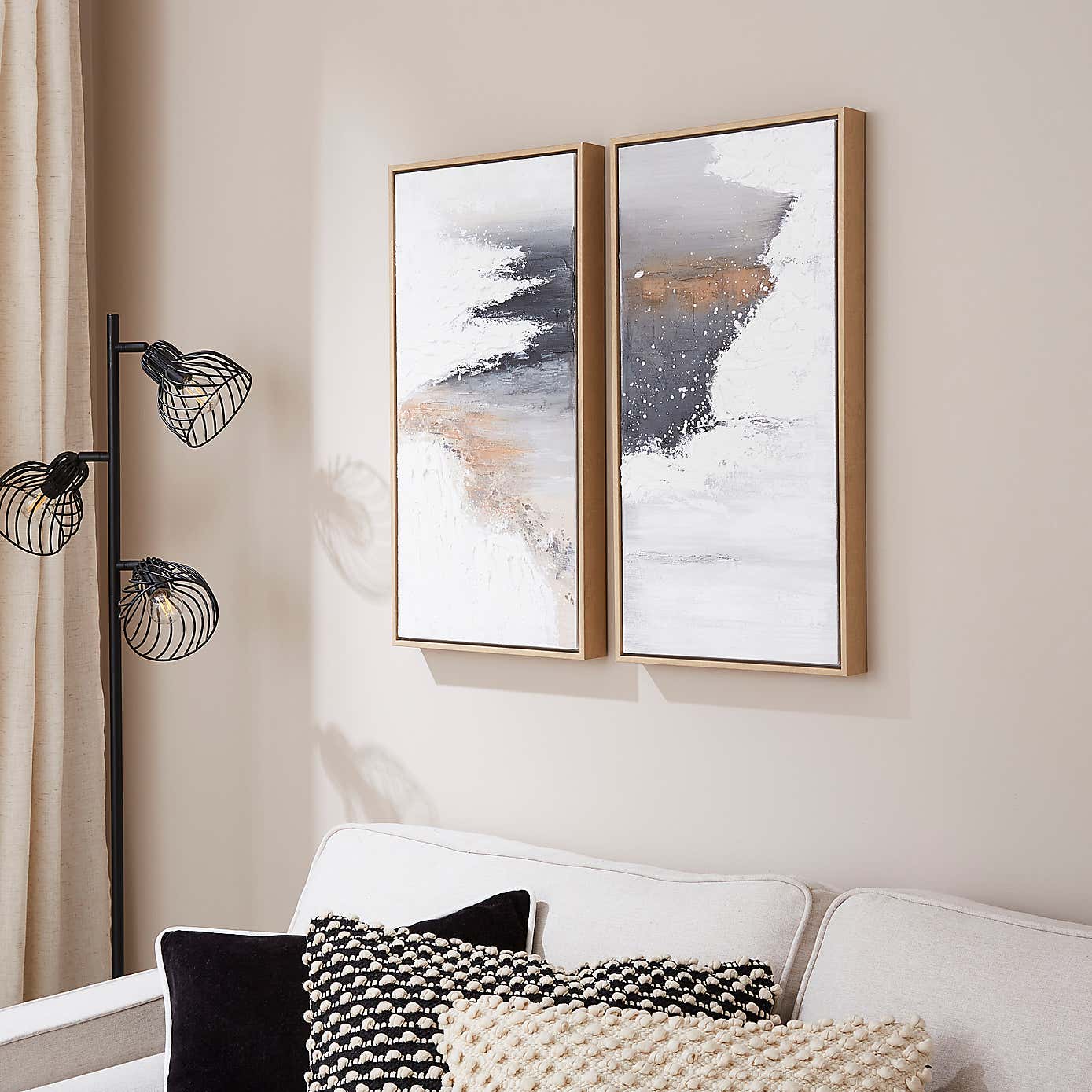 Set of 2 Waves Framed Canvases