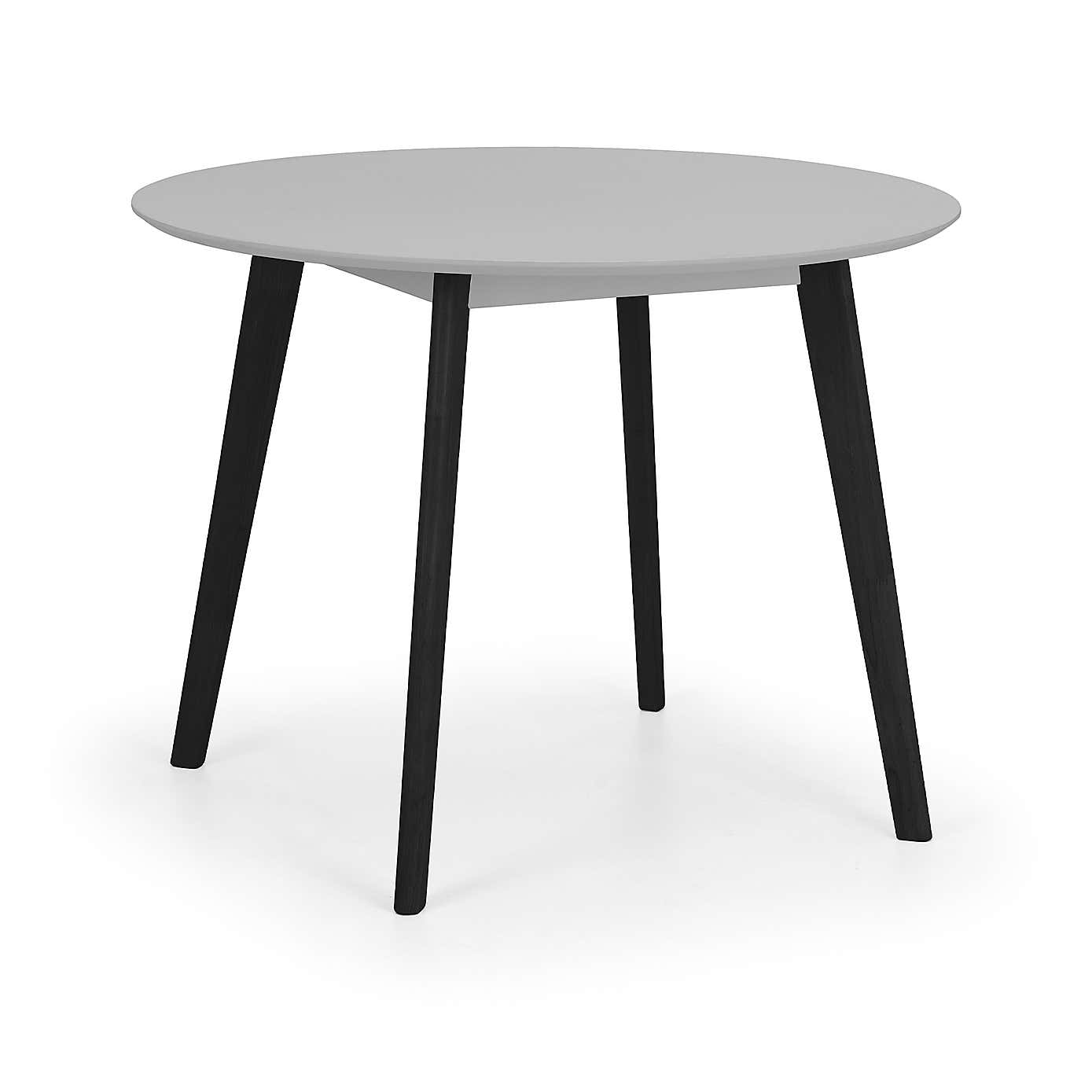 Casa 4 Seater Round Dining Table, Grey and Black