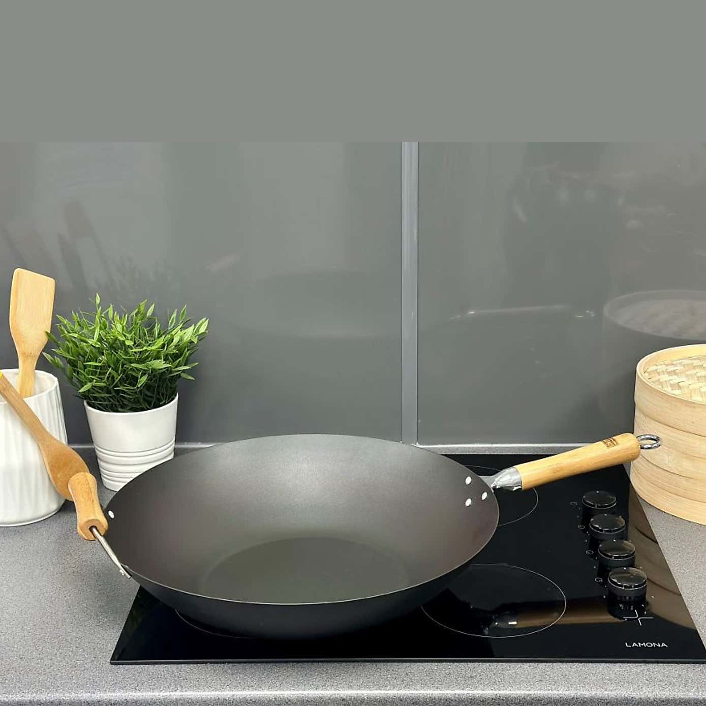 School of Wok 40.5cm Pre Seasoned Carbon Steel Wok