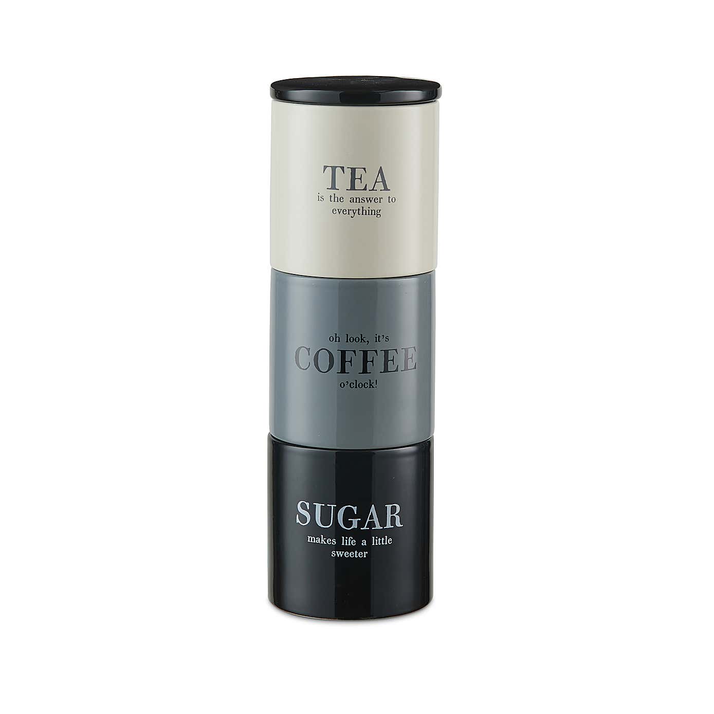 Set of 3 Monochrome Stacking Canisters