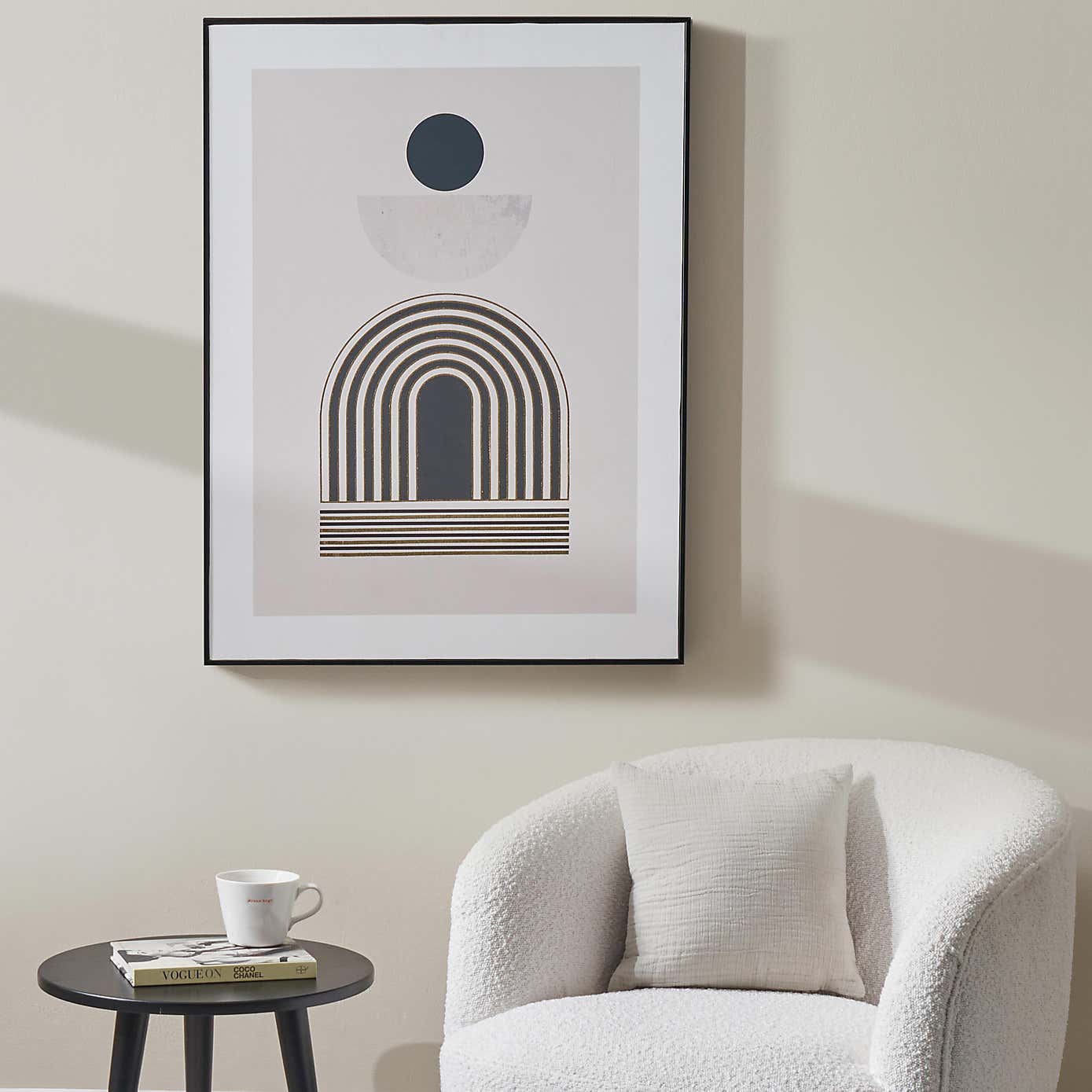 Art Deco Linear Gold Detail Black Framed Print