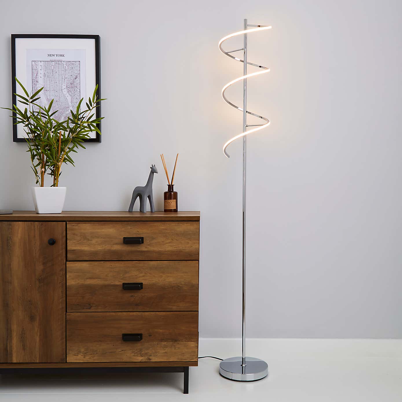 Apollo Integrated LED Dimmable Chrome Floor Lamp