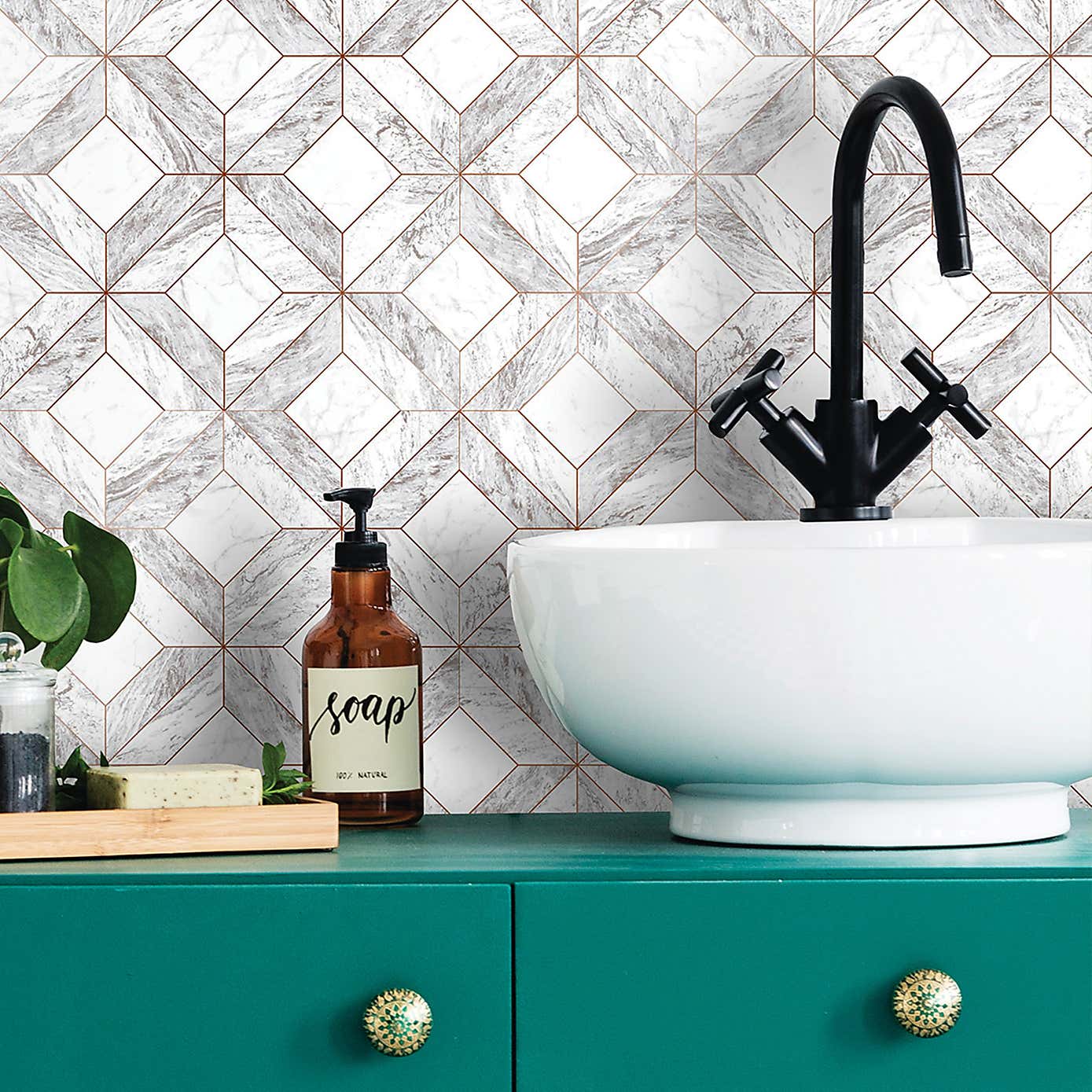 Contour Marble Marquetry Wallpaper