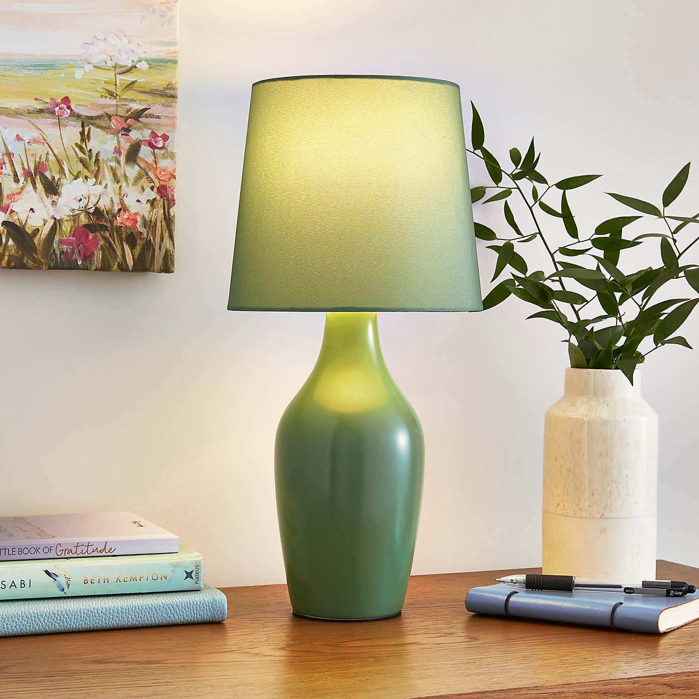 Ava Stoneware Blush Pink Table Lamp