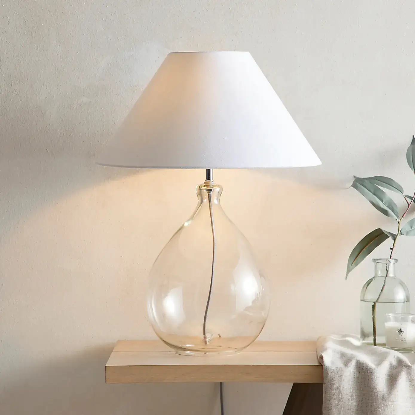 Dorma Wimborne Glass Table Lamp Clear