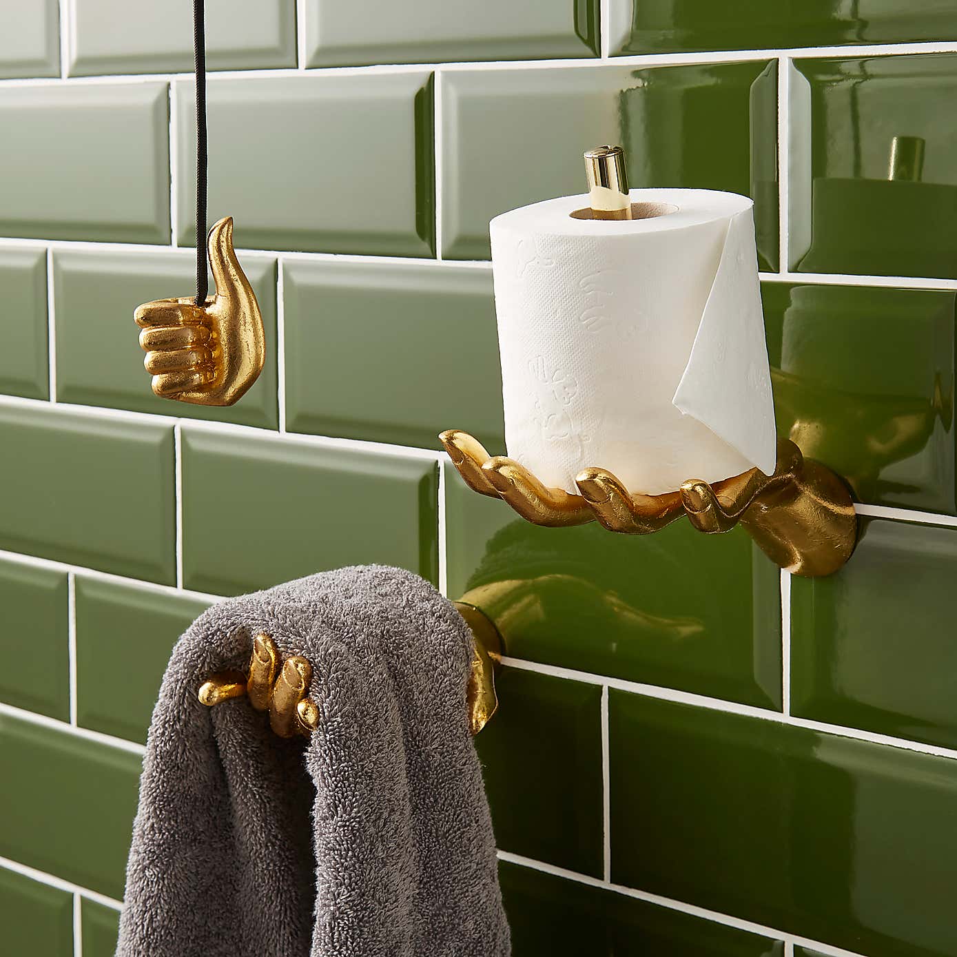 Brass Hand Bathroom Accessories Set