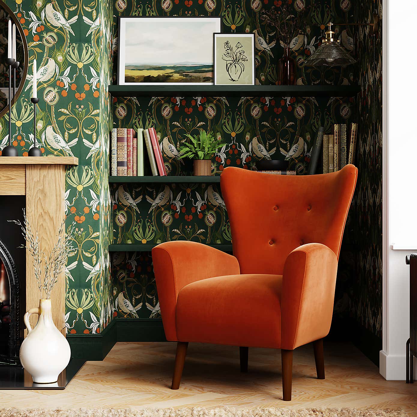 Sven Velvet Modern Wing Chair