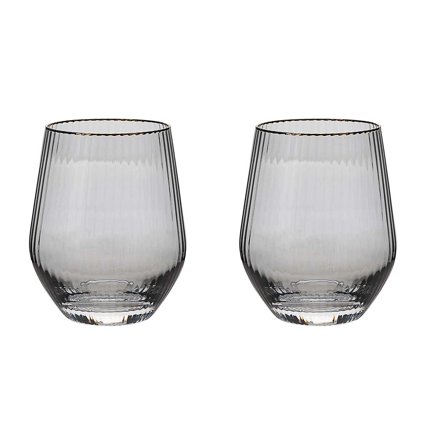 Hestia Set of 2 Tumbler Glasses with Gold Rim