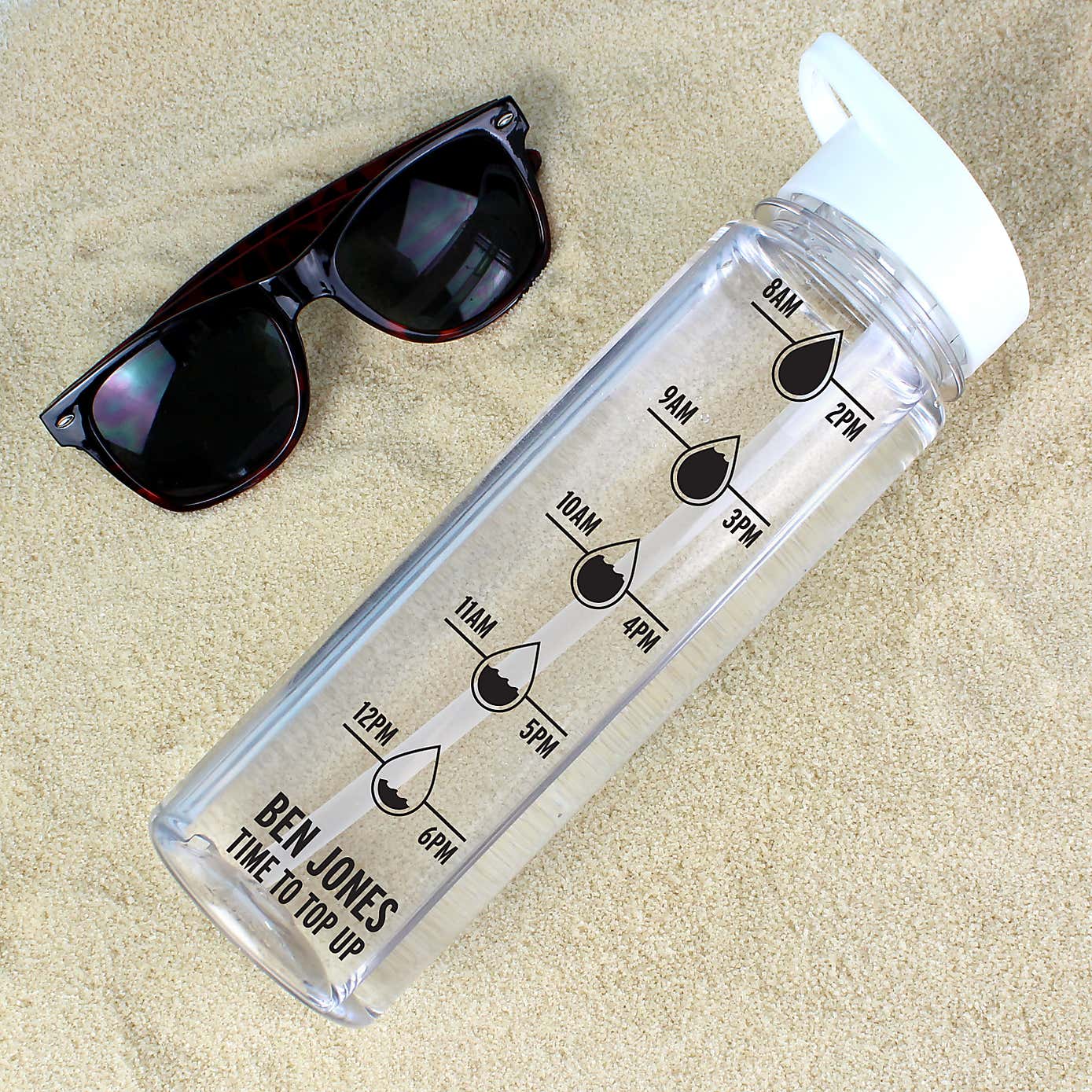Personalised Hydration Tracker Water Bottle Black