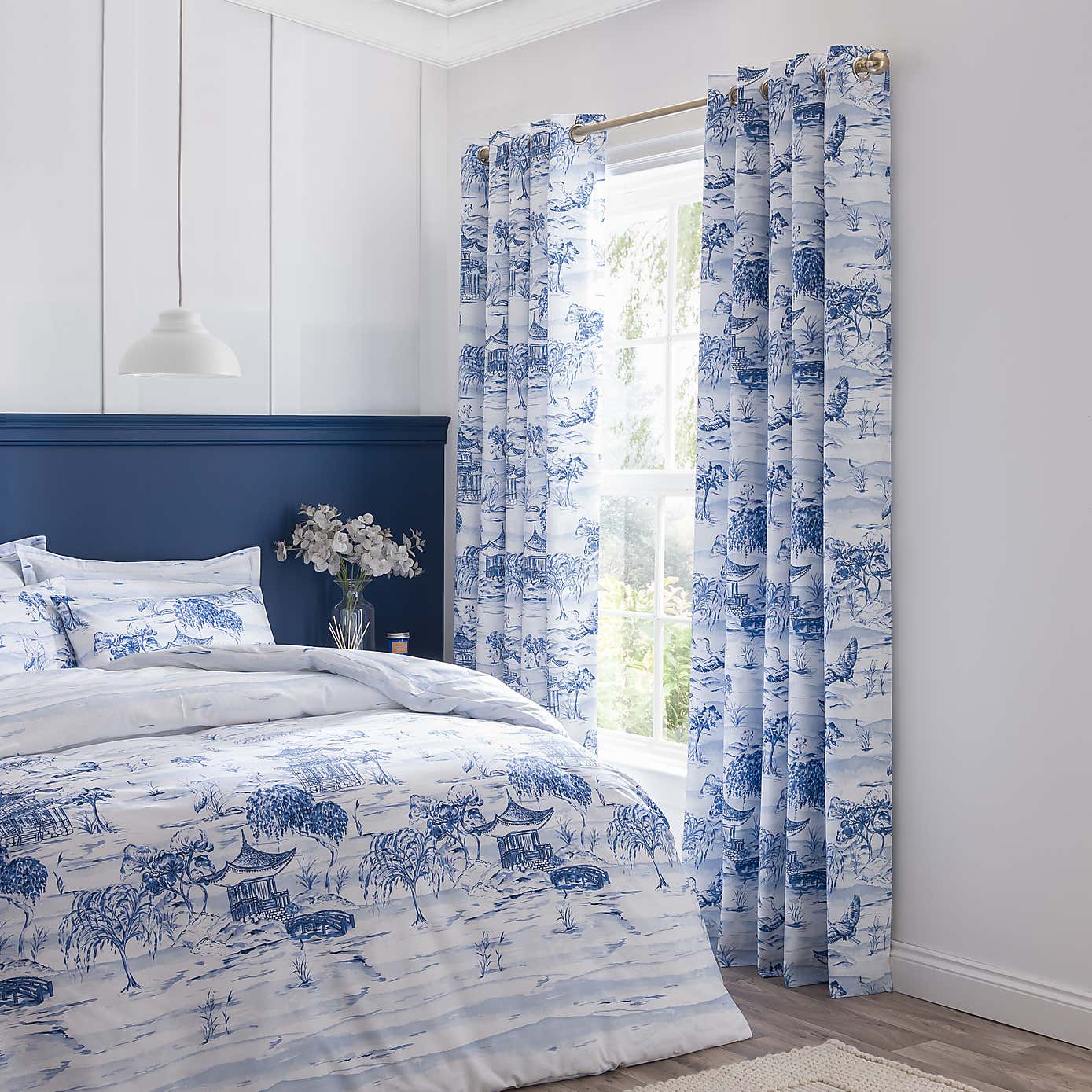 Modern Chinoiserie Blackout Eyelet Curtains