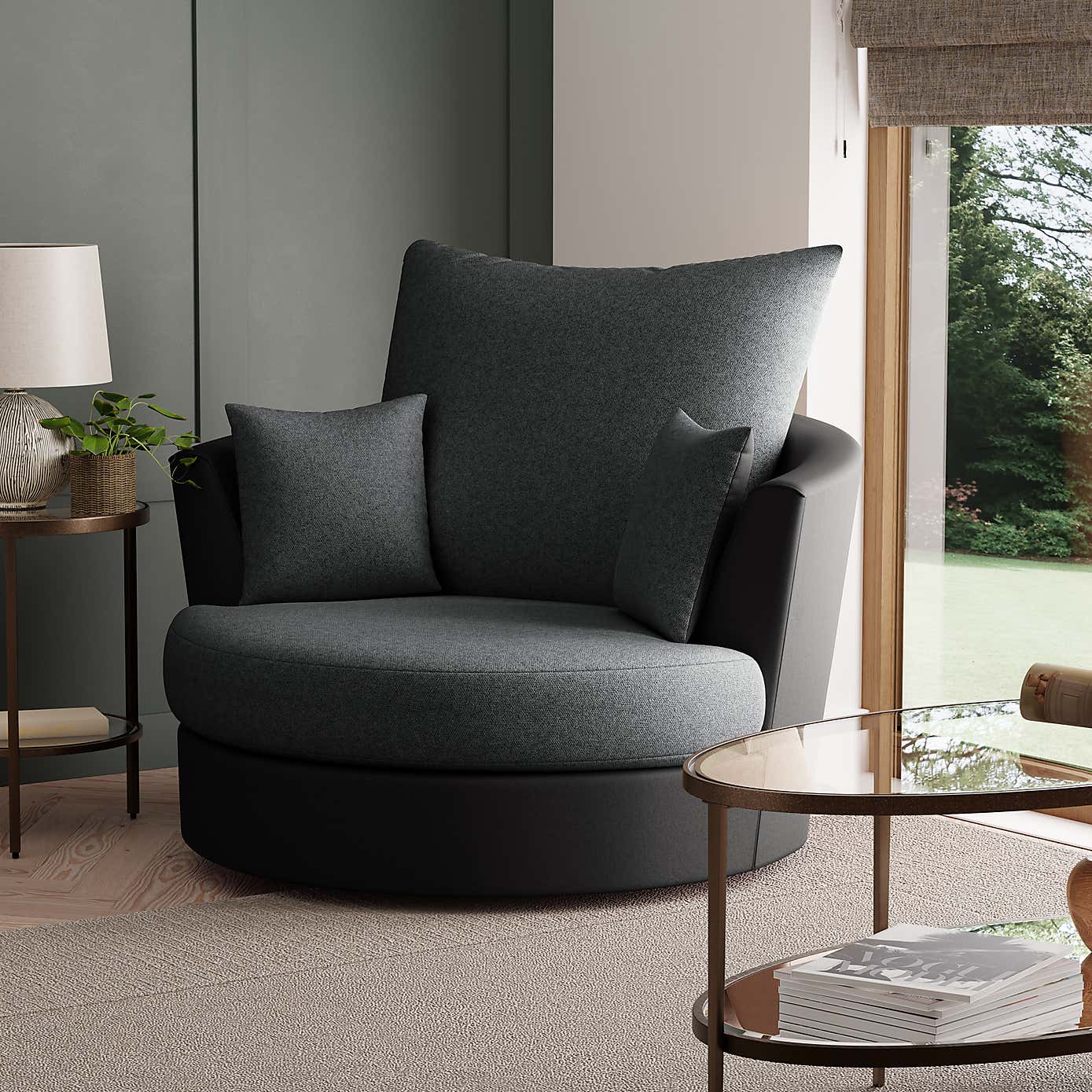 Blake Fabric Combo Swivel Chair