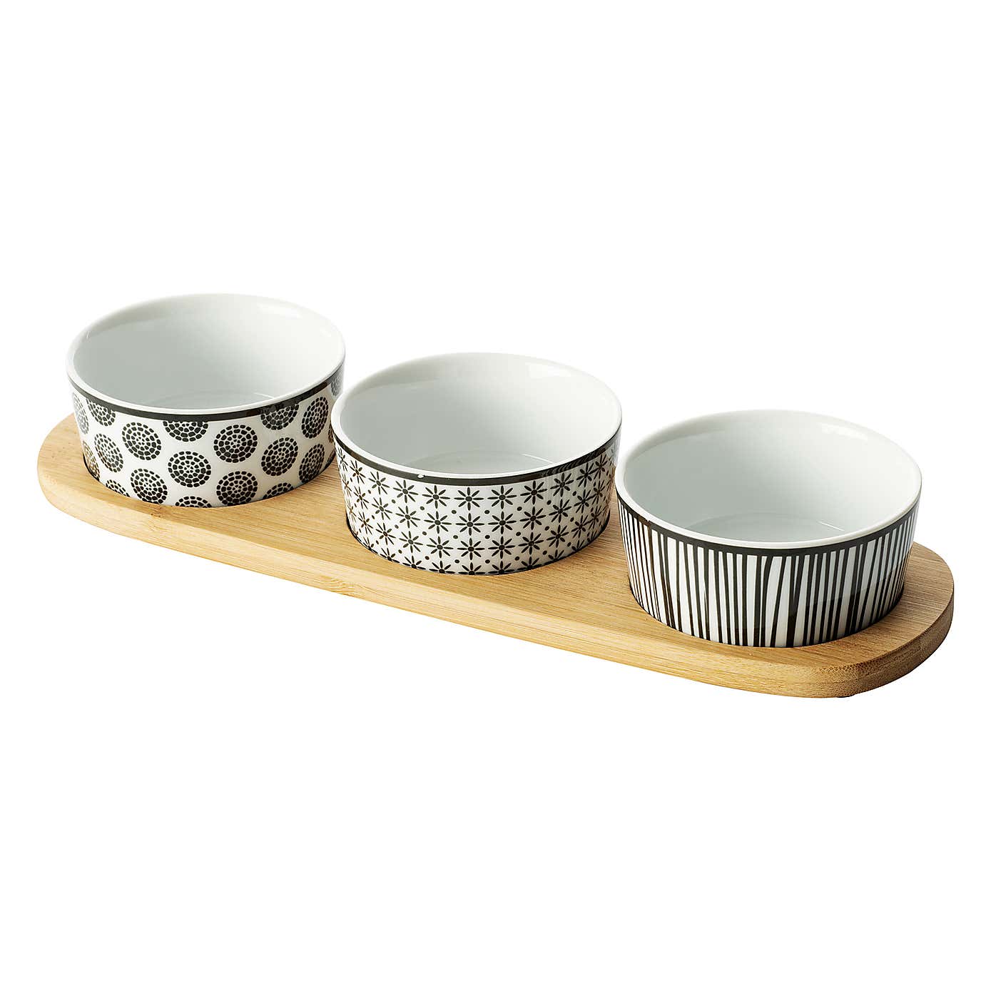 Set of 3 Bohemia Ceramic Serving Bowls with Stand