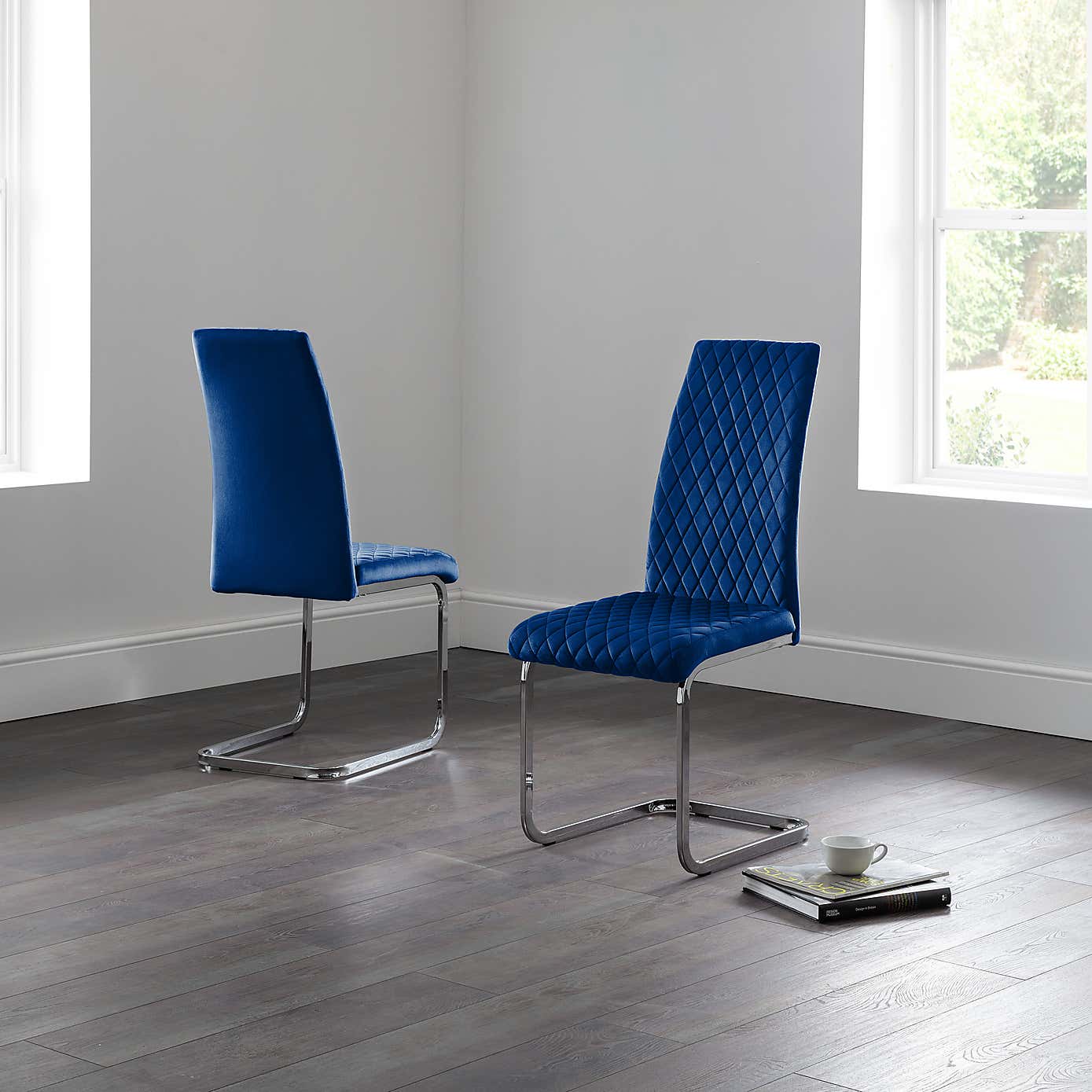 Calabria Set of 2 Dining Chairs Velvet