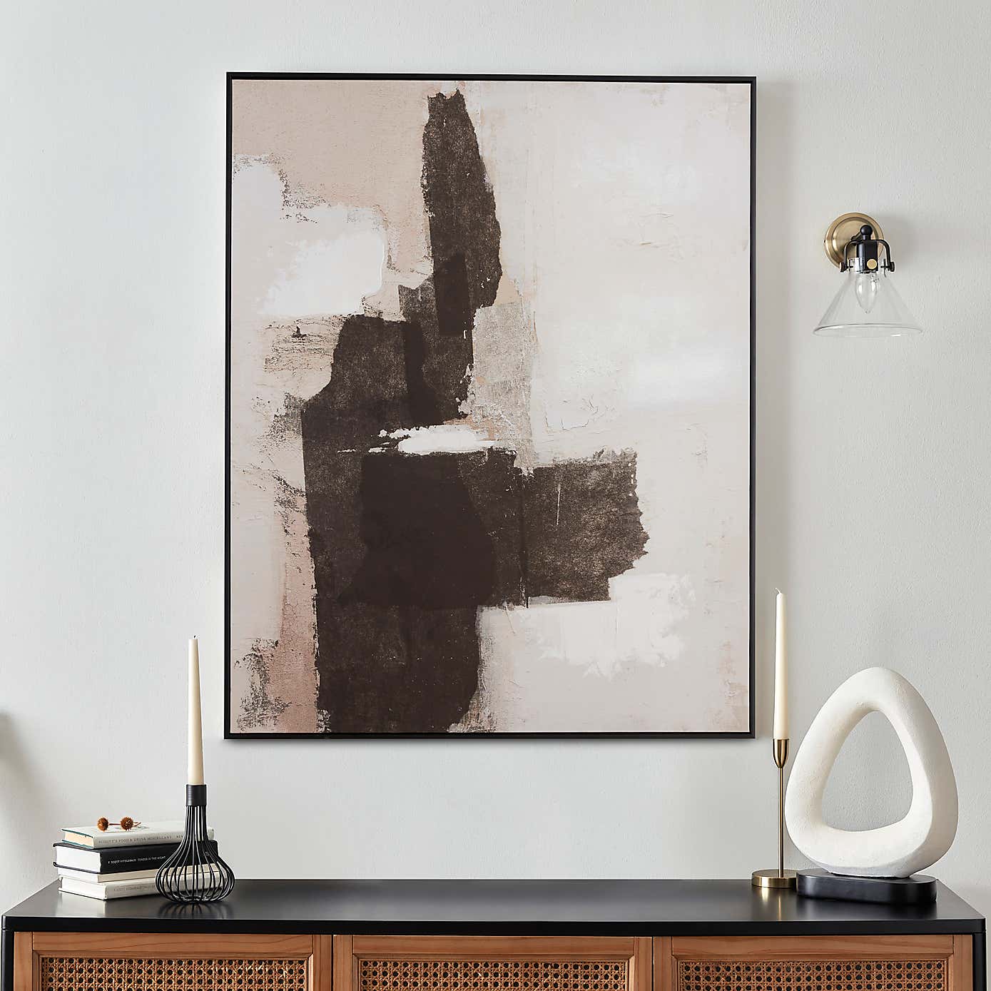 Monochrome Abstract Capped Canvas 80x100cm
